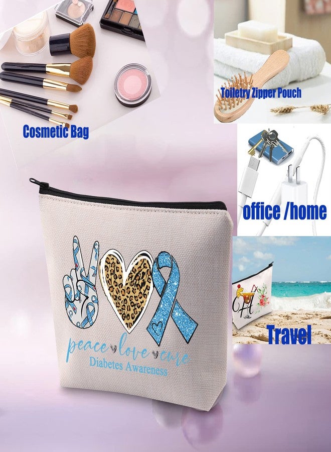 PXTIDY Funny Diabetic Gift Diabetes Warrior Gift Peace Love Cure Diabetes Awareness Cosmetic Bag Medical Alert Diabetic Pouch - Image 5